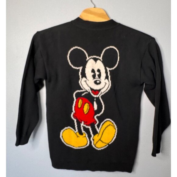 VTG Mickey & Co Black Knit Cardigan Mickey Mouse Buttons Back Graphic SZ L RARE! - Picture 3 of 14